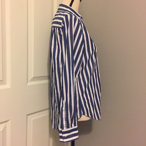 GAP Blue & White Striped Fitted Boyfriend Blouse - Picture 4 of 7
